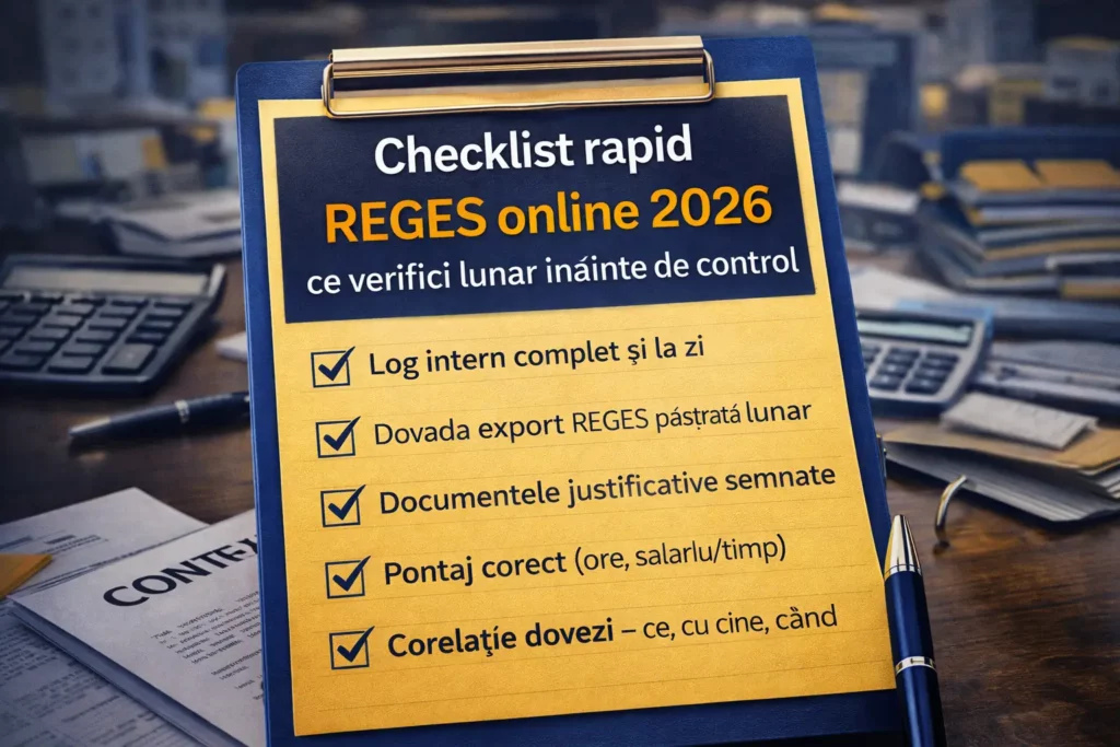 Checklist rapid REGES online 2026 – ce verifici lunar înainte de control