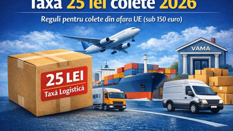 Taxa 25 lei 2026 – reguli pentru colete din afara UE (sub 150 euro)