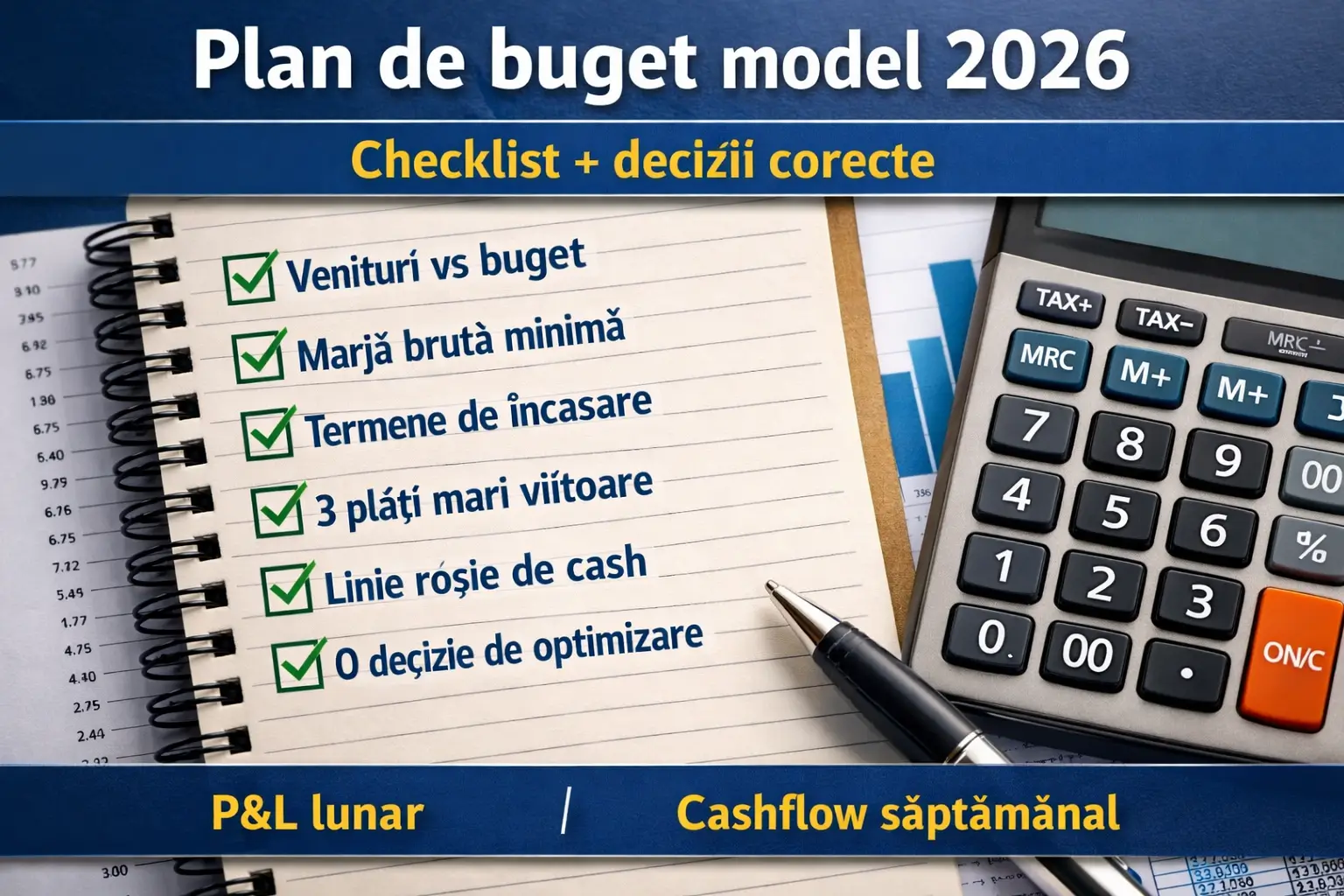 Plan de buget model 2026 – P&L și cashflow pentru firmă