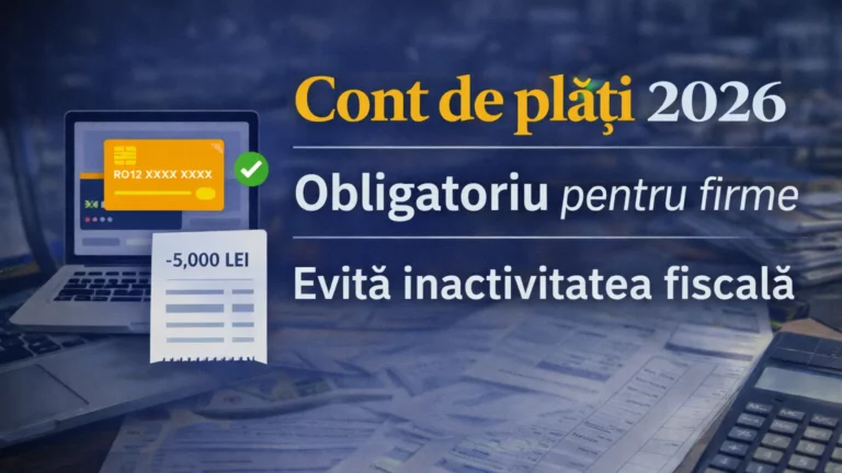 Cont de plăți obligatoriu 2026 pentru firme – ghid practic ca să eviți inactivitatea fiscală