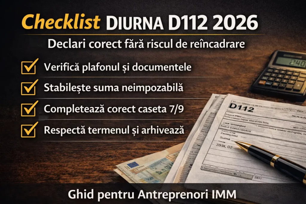 Checklist diurna D112 2026 – documente și verificări înainte de depunerea D112