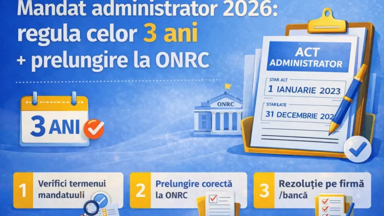 Mandat administrator 2026 – regula 3 ani și prelungire la ONRC