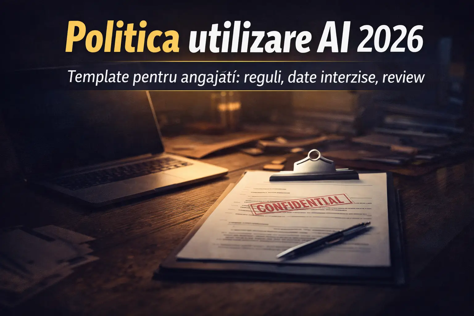 Politica utilizare AI 2026 – template pentru angajați, reguli și date interzise
