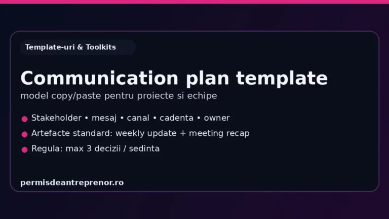 Communication plan template – model copy/paste pentru proiecte si echipe