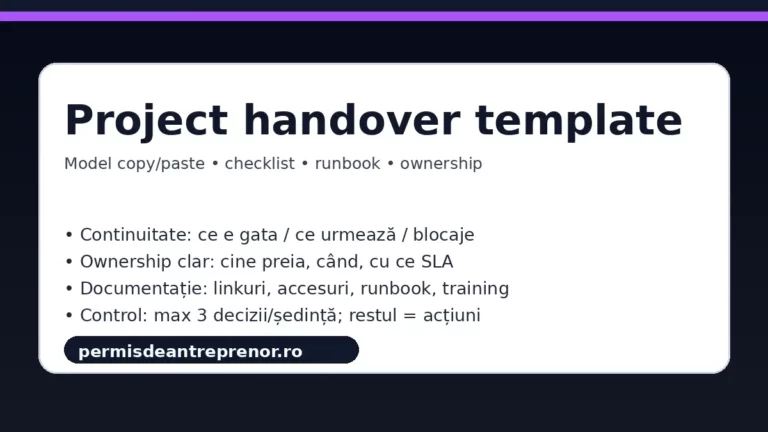 Project handover template – model copy paste checklist runbook ownership tranzitie