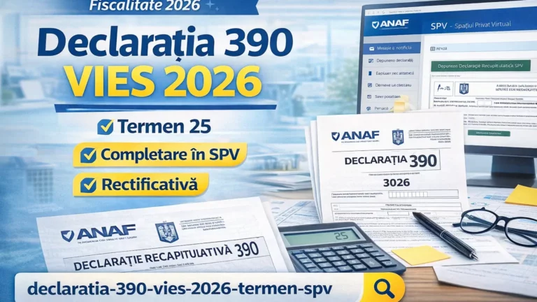 Declaratia 390 VIES 2026 – termen 25, completare si depunere in SPV, rectificativa