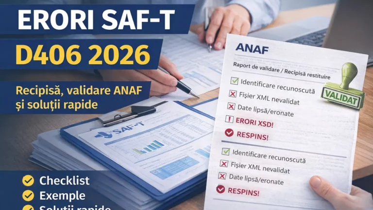 Erori SAF-T D406 2026 – recipisă și validare ANAF (ghid practic)
