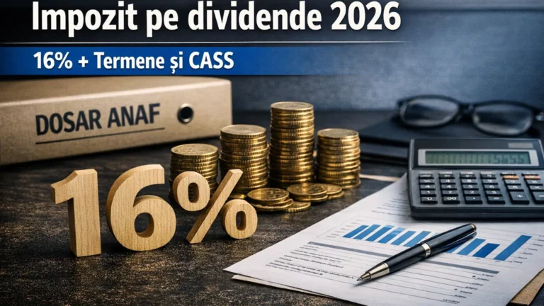 Impozit pe dividende 2026: 16% + termene și CASS (ghid practic pentru antreprenori)
