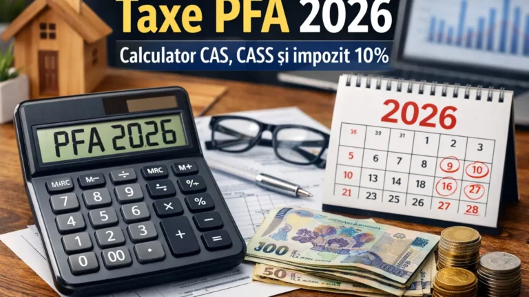 Taxe PFA 2026 – calculator CAS, CASS și impozit 10%