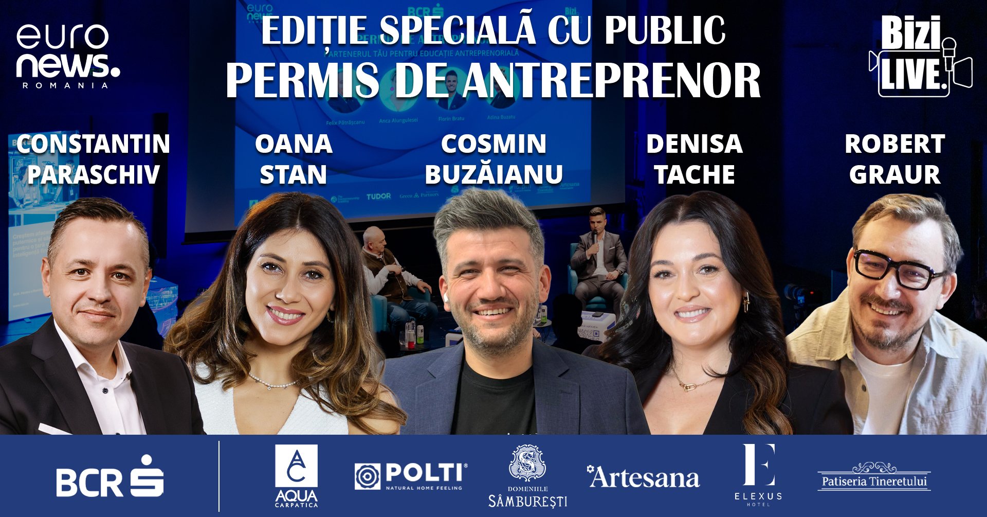 Denisa Tache, Cosmin Buzăianu, Oana Stan și Robert Graur pe scena Permis de Antreprenor, într-o ediție despre scalare în business