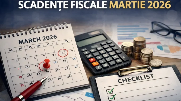 Scadențe fiscale martie 2026 – calendar ANAF pe zile pentru antreprenori, cu checklist de depunere și recipisă SPV