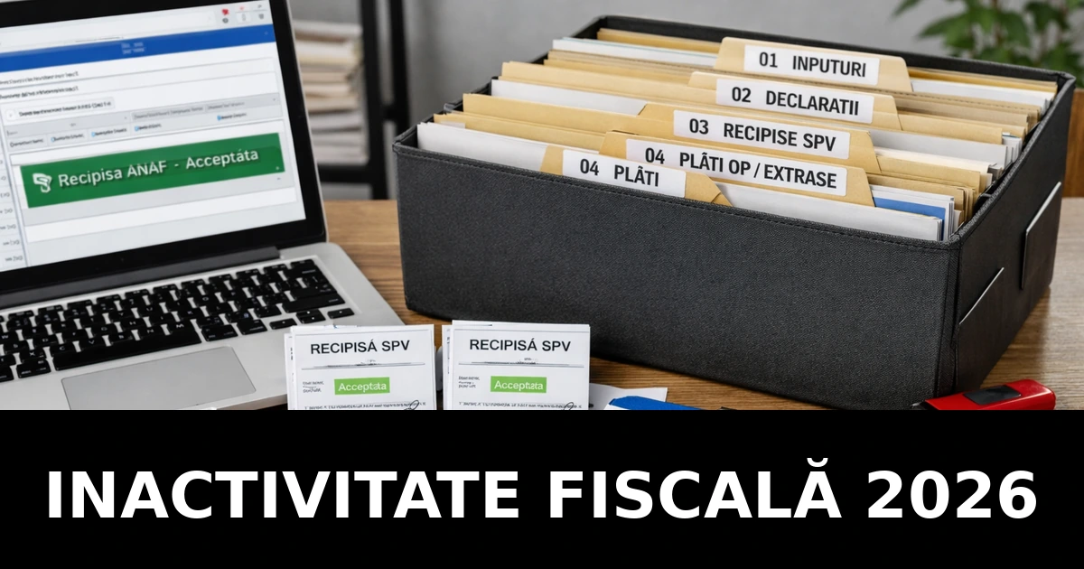 Inactivitate fiscală 2026 – regula ANAF „5 luni” după bilanț, cu checklist de conformare și dovada recipisei în SPV