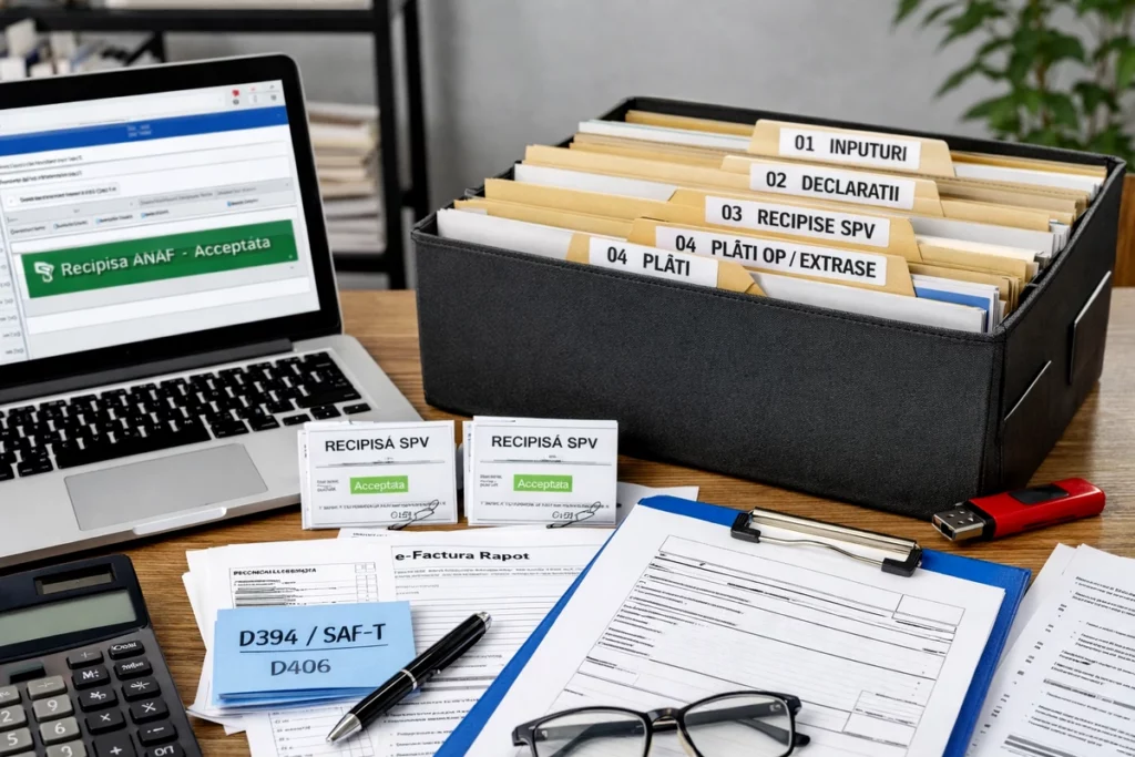 Dosar bilanț 2025 depus în 2026: organizare documente, recipise SPV și confirmări de depunere pentru prevenirea inactivității fiscale