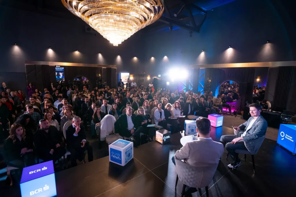 Fireside chat AI Advantage la Permis de Antreprenor Summit 2026 cu Bogdan Tudor și Cătălin Lupoaie BCR în fața publicului