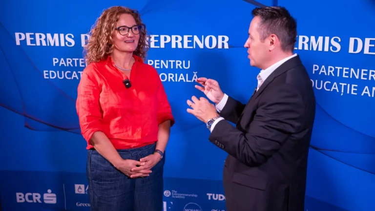 Melania Damian în dialog cu Constantin Paraschiv la Permis de Antreprenor, despre echilibrul dintre pasiune și profit în business